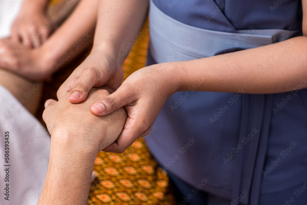 Relaxing with hand massage at beauty spa. Soothing massage, hand of professional massage therapist. Mental health. Relaxing with hand massage at beauty spa. Soothing massage, hand of professional massage therapist. Mental health.