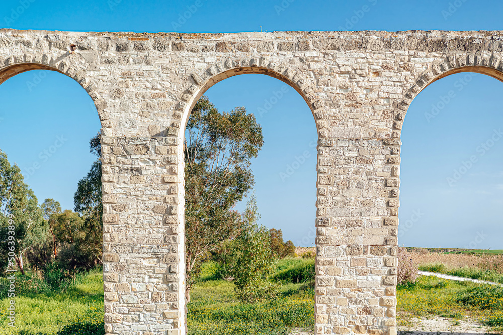 Arches of Kamares Aqueduct. Larnaca, Cyprus