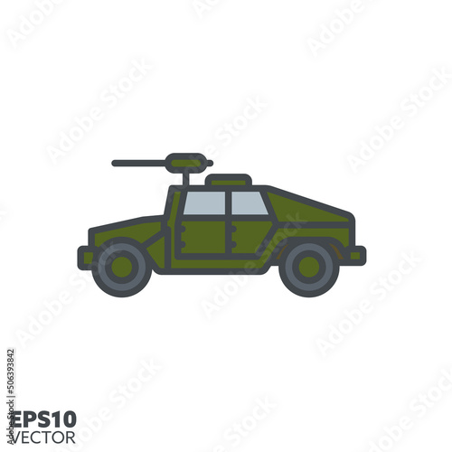 Military high mobility multipurpose wheeled vector filled line icon