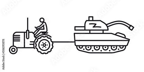 Ukrainian tractor towing Russian tank