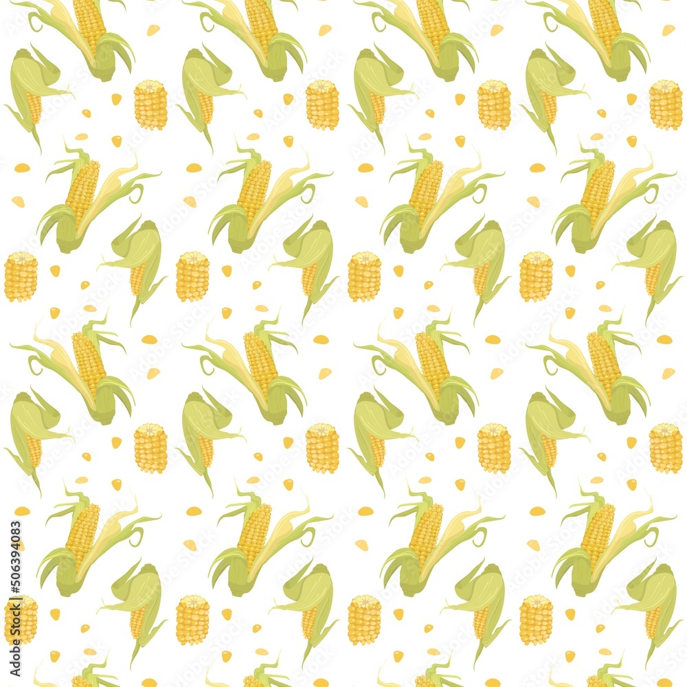 Corn on the cob pattern. Yellow ripe corn on a pattern for kitchen textiles, napkins, backgrounds. Corn on the cob pattern. Yellow ripe corn on a pattern for kitchen textiles, napkins, backgrounds.