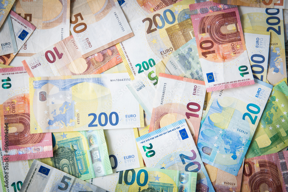 Lots of different Euro banknotes shown as a mess Lots of different Euro banknotes shown as a mess