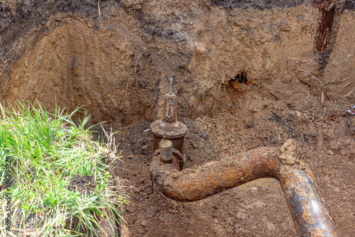 Repair work on the replacement of drinking water pipes in a small provincial town