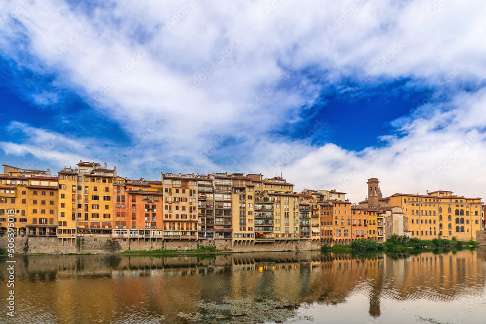 Florence Italy, city skyline at old town and Arno River, Tuscany Italy