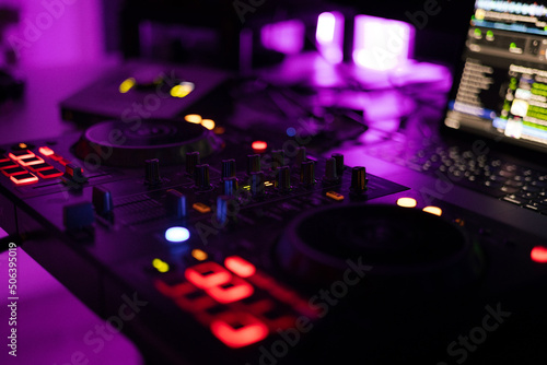 Dj Deejay Club Venue Studio Dj Equipment Dj Console Music Sound Lights Led