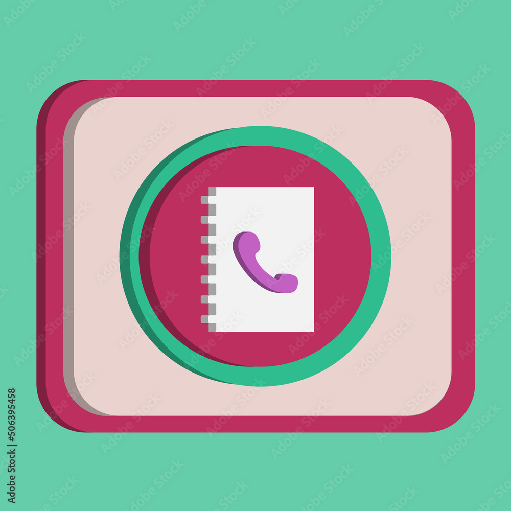 3D phone book icon button vector with turquoise and pink background, best for property design images, editable colors, popular vector illustration 3D phone book icon button vector with turquoise and pink background, best for property design images, editable colors, popular vector illustration