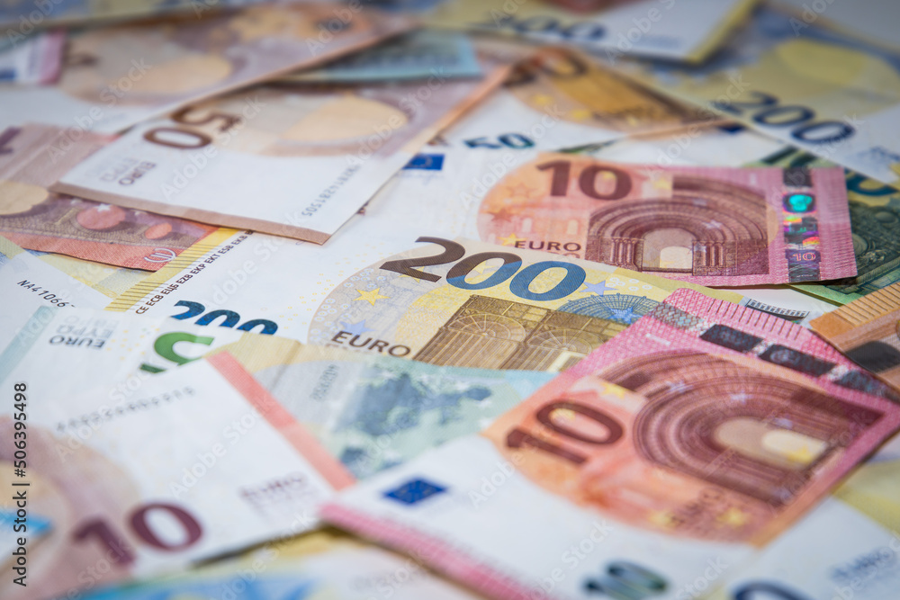Lots of different Euro banknotes shown as a mess Lots of different Euro banknotes shown as a mess