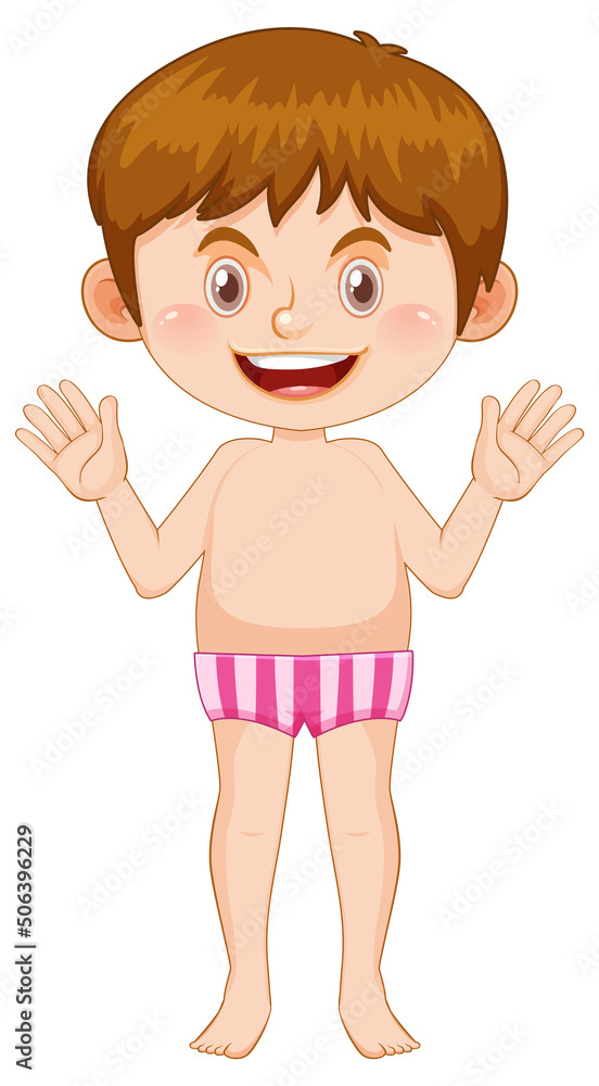 Boy wearing swimming suit cartoon character Boy wearing swimming suit cartoon character