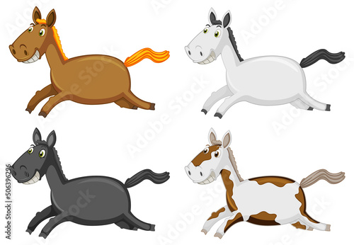 Running horse cartoon on white background
