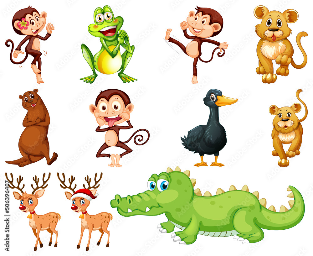 Obraz premium Set of animal cartoon character