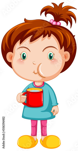 Cute girl holding a cup of water