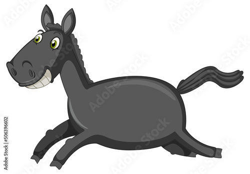 Running horse cartoon on white background