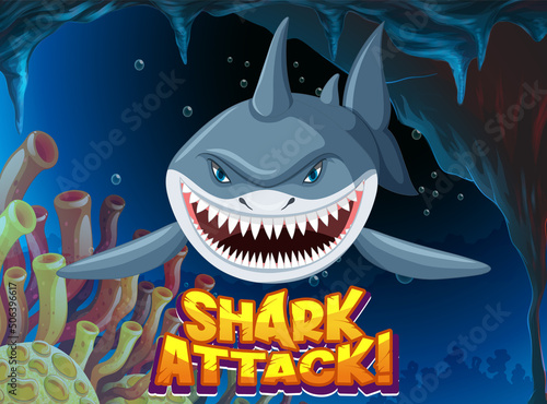 Font design for words shark attack
