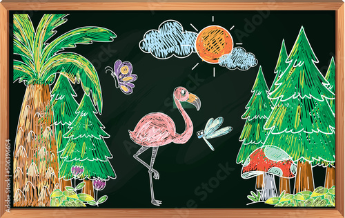 Kids sketch colored in hand drawn style
