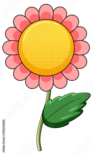 Red flower with green leaf