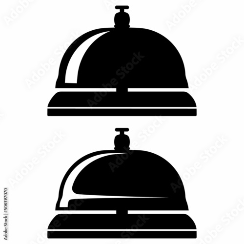 Hotel desk bell, service bell, bell icon at the reception. Flat vector illustration.