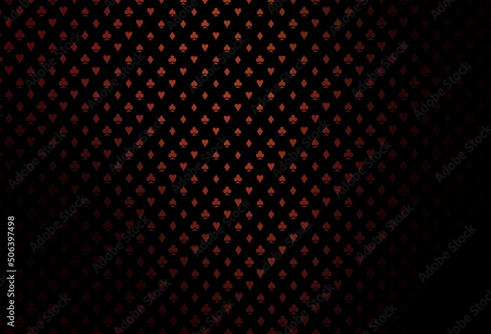 Dark red vector background with cards signs. Dark red vector background with cards signs.