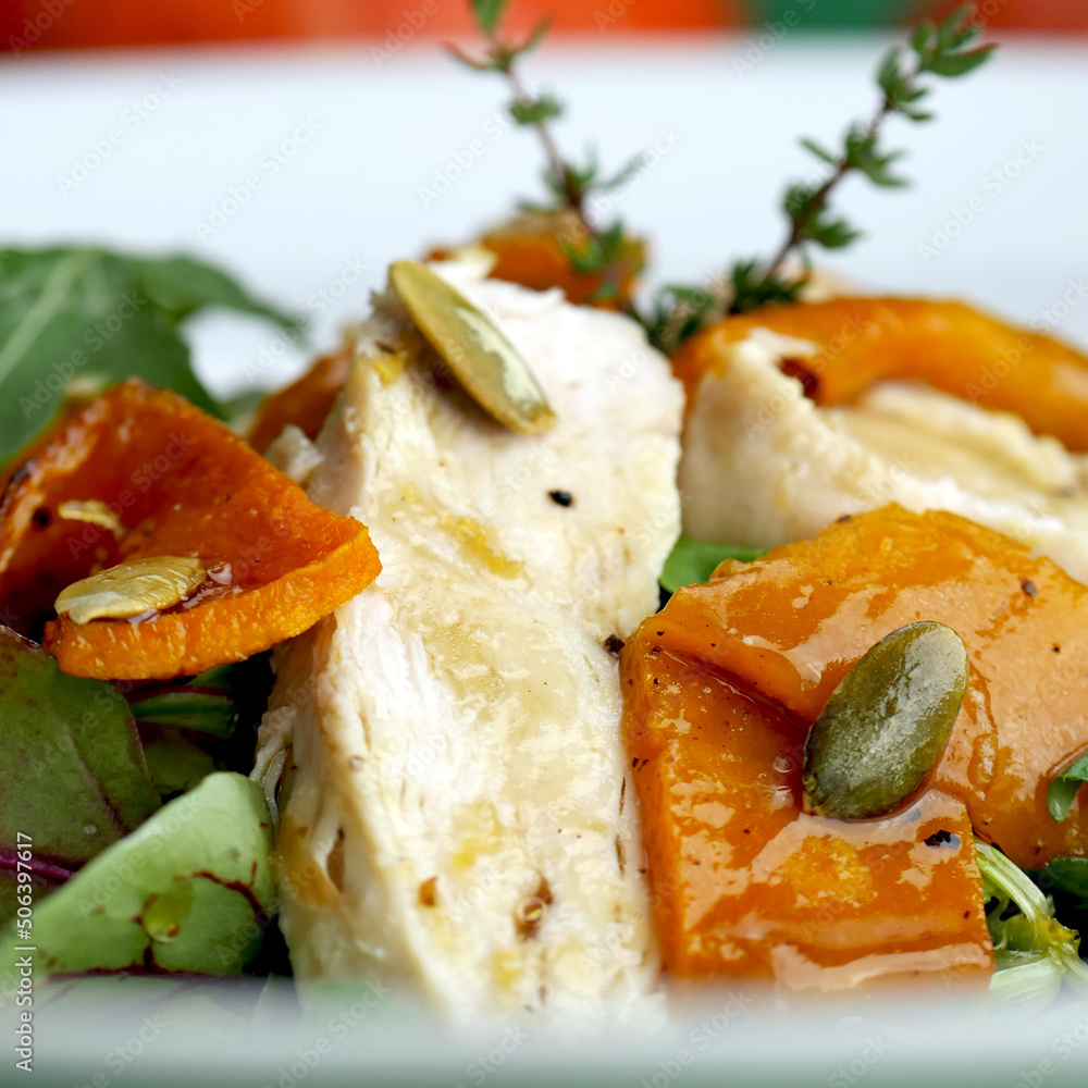 salad with roasted pumpkin and chicken fillet salad with roasted pumpkin and chicken fillet