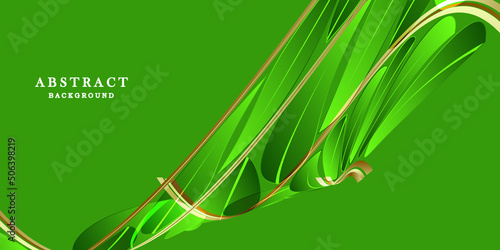 Abstract green and gold background with leaves