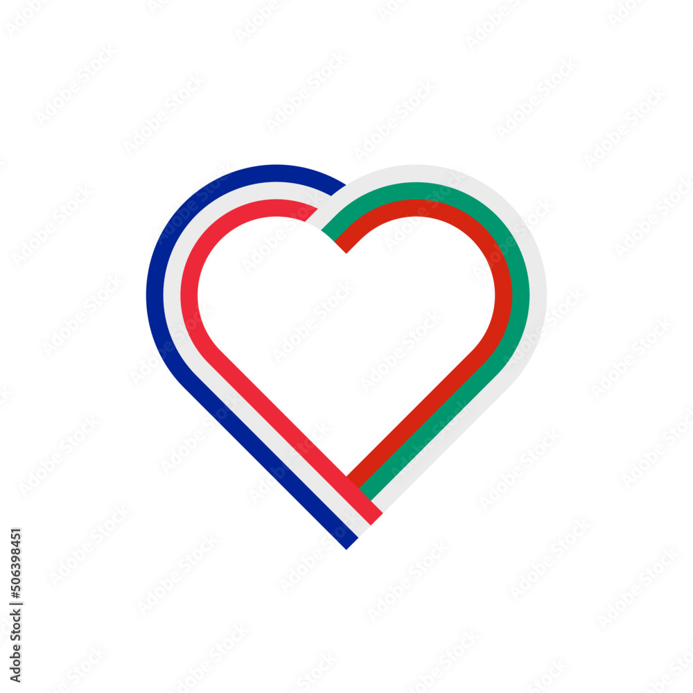 unity concept. heart ribbon icon of france and bulgaria  flags. vector illustration isolated on white background