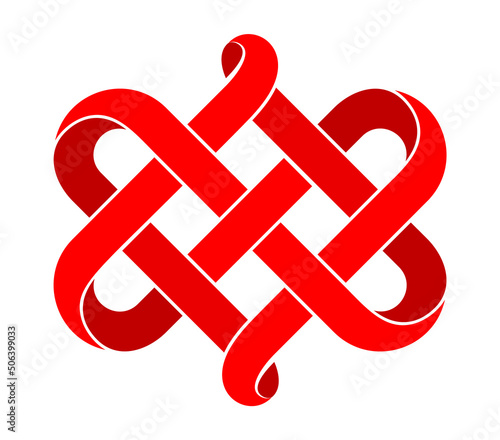 Celtic knot made of interweaved mobius stripe as two twisted hearts symbol. Sign of forever love.