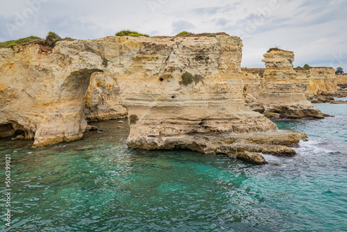 Sea stacks of Sant’Andrea in the province of Lecce, in Apulia. © Marcin