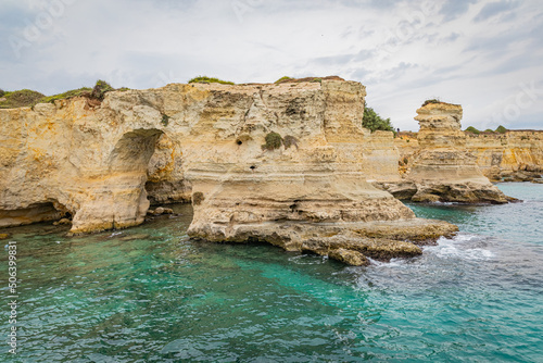 Sea stacks of Sant’Andrea in the province of Lecce, in Apulia.