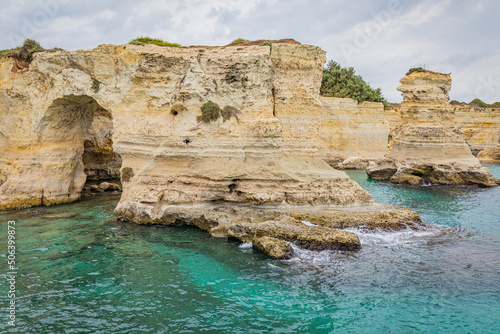 Sea stacks of Sant’Andrea in the province of Lecce, in Apulia.