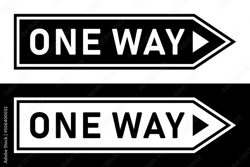 Fototapeta premium One Way Sign. Black and White Road Direction Arrow Sign. Vector illustration