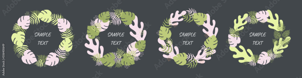 Set of floral wreath templates. Leaf and herb frames. Best for the invitation, greeting cards, banners, and flyers. Vector illustration. Set of floral wreath templates. Leaf and herb frames. Best for the invitation, greeting cards, banners, and flyers. Vector illustration.