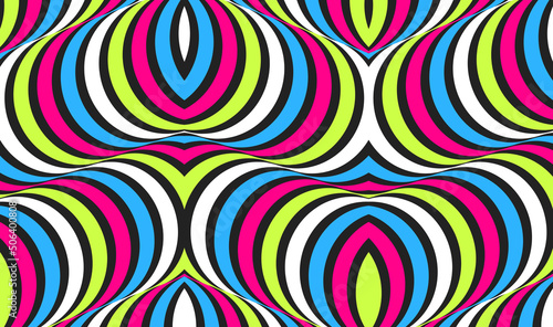 Pattern with optical illusion. Simple graphic design. Abstract dynamic template with wavy curved ribbons. 3d vector illustration for banner, flyer, poster, cover or brochure.