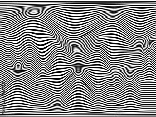 Warped black and white stripes.Wavy black and white lines.