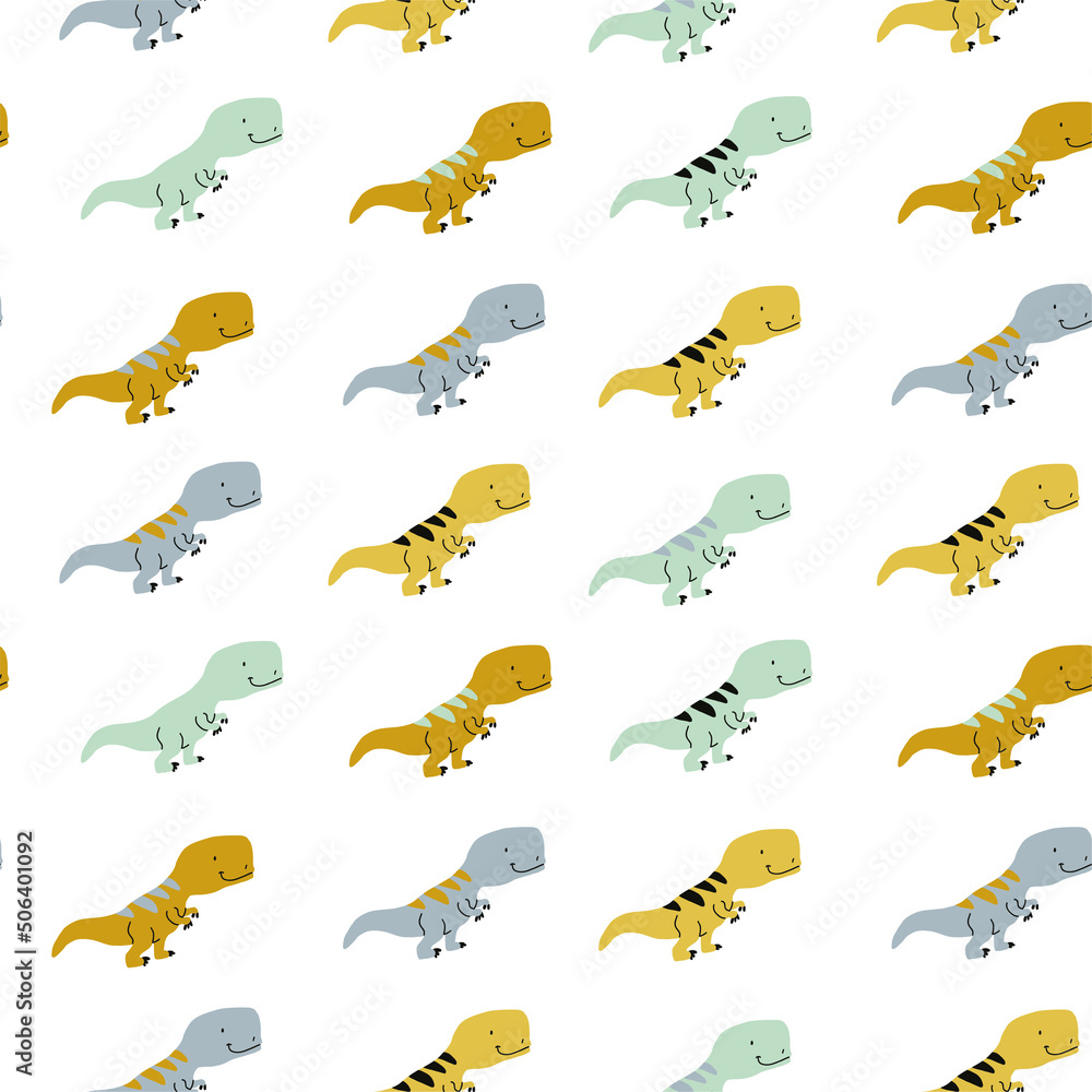 Childish seamless pattern with hand drawn dinosaur in Scandinavian style. Creative vector childish background for fabric, textile
Childish seamless pattern with hand drawn dinosaur in Scandinavian style. Creative vector childish background for fabric, textile