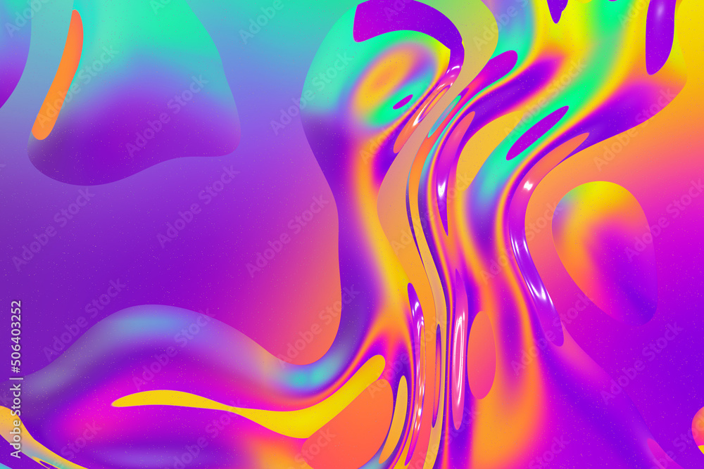 Abstract rainbow liquid gradient background design 3d rendering