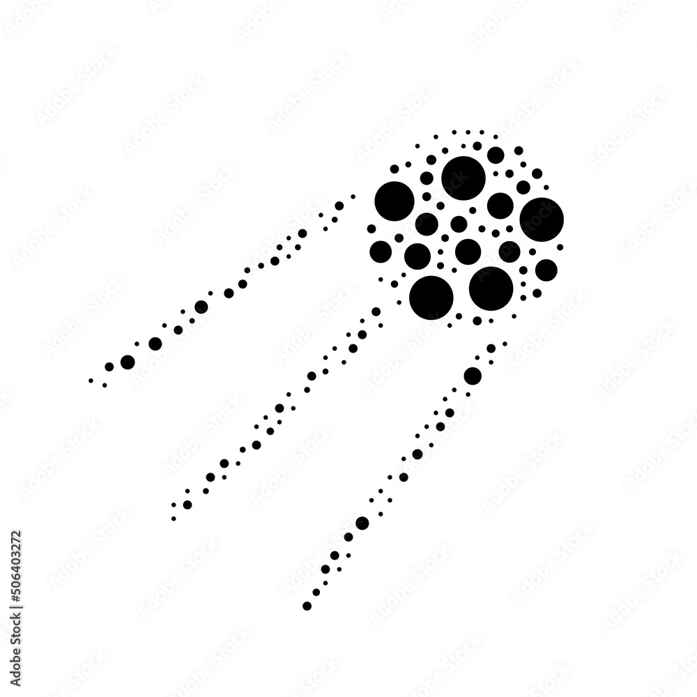 A large satellite symbol in the center made in pointillism style. The center symbol is filled with black circles of various sizes. Vector illustration on white background A large satellite symbol in the center made in pointillism style. The center symbol is filled with black circles of various sizes. Vector illustration on white background