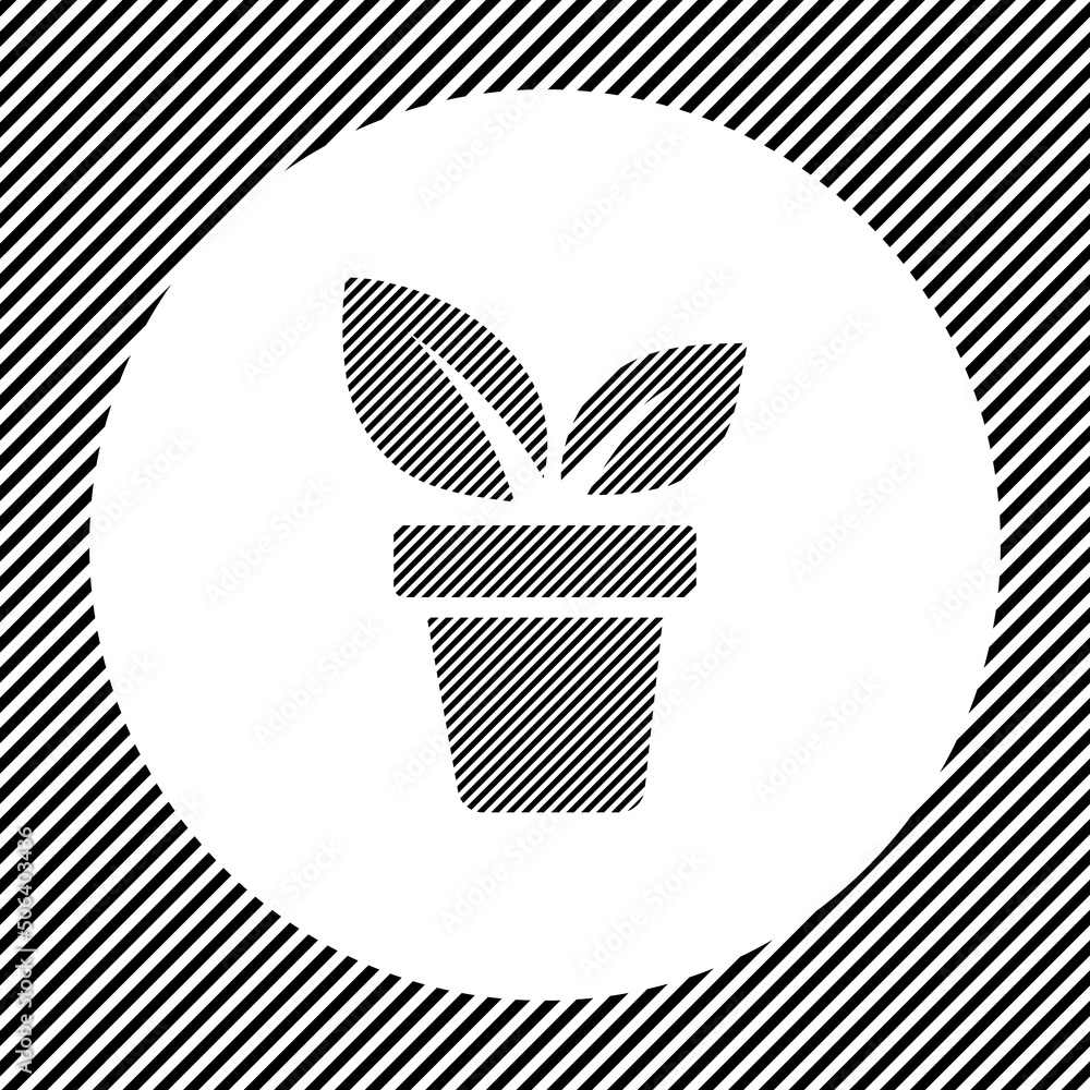 a-large-plant-in-pot-symbol-in-the-center-as-a-hatch-of-black-lines-on