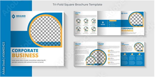 Tri-fold Square brochure design template, Creative corporate business Trifold Square brochure