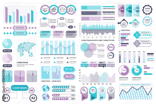 Bundle infographic elements data visualization vector design template. Can be used for steps, business processes, workflow, diagram, flowchart concept, timeline, marketing icons, info graphics.