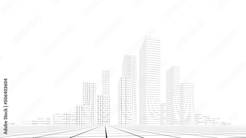 Graphic presentation of cityscape architecture background 3d illustration