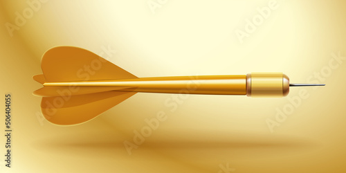 Gold dart arrow isolated on yellow background