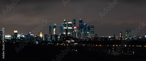 Obraz na płótnie Moscow city from afar with a bird's eye view w salonie