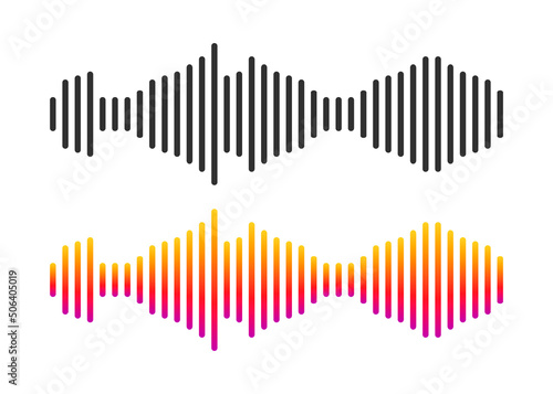 Sound waves set  audio digital equalizer technology  musical pulse vector Illustrations on a white background