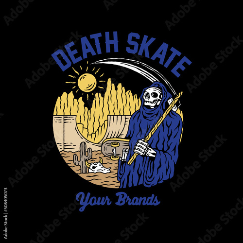 Skate grim reaper illustration.