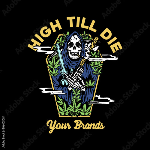 Trippy grim reaper illustration.