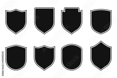Set of vintage label and badges shape collections. Vector illustration. Black template for patch, insignias, overlay.