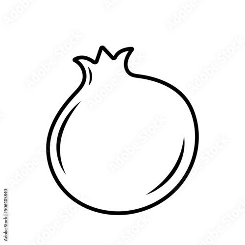 Pomegranate. Hand drawn sketch icon of fruit. Isolated vector illustration in doodle line style.