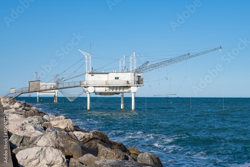 trabocchi sul pontile di Ravenna in Italia photo