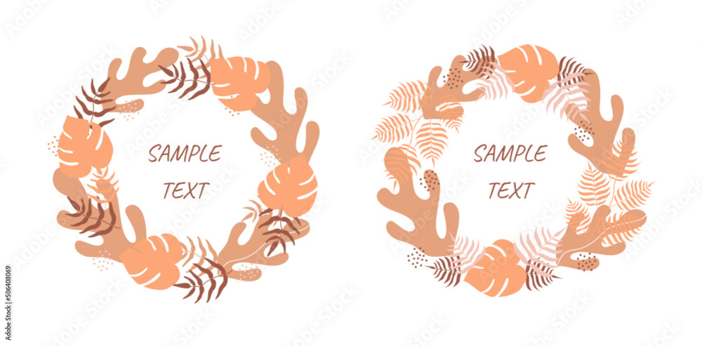 Set of floral wreath templates. Leaf and herb frames. Best for the invitation, greeting cards, banners, and flyers. Vector illustration. Set of floral wreath templates. Leaf and herb frames. Best for the invitation, greeting cards, banners, and flyers. Vector illustration.