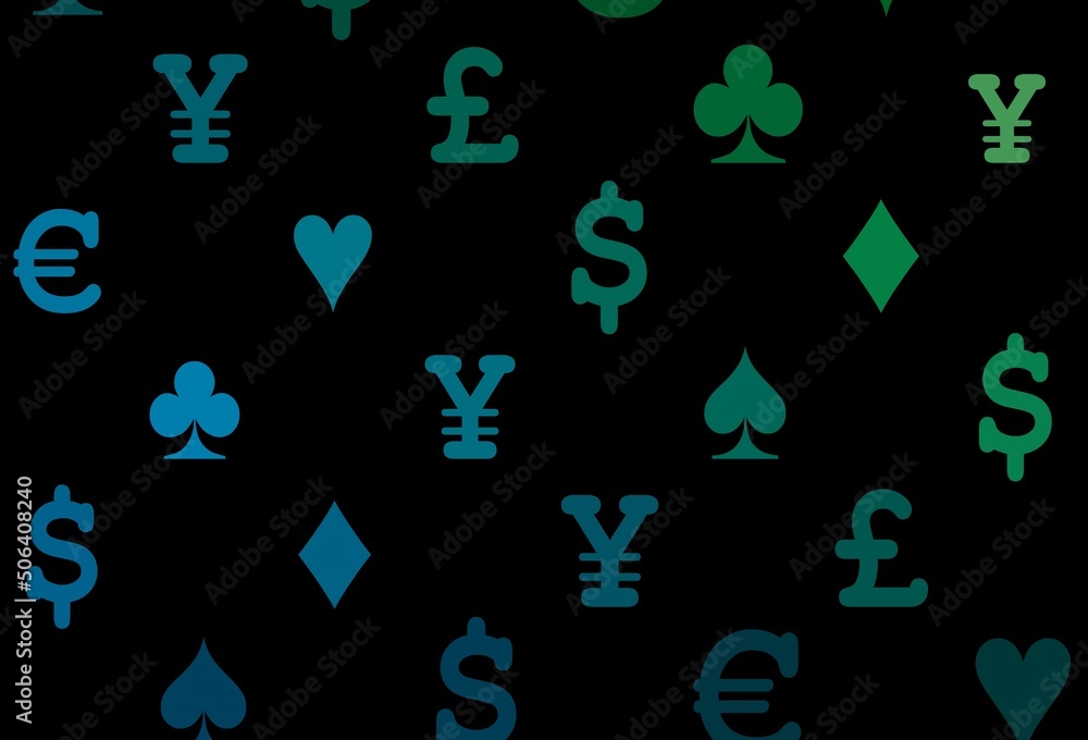 Dark blue, green vector texture with playing cards. Dark blue, green vector texture with playing cards.