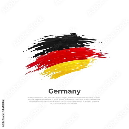 German flag brush strokes. Stripes in colors of flag of germany on a white background. Vector national poster design, template with place for text. Tricolor. State german patriotic banner, cover